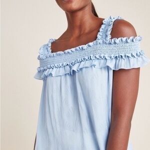 Anthropologie Finn Smocked Stretch Off The Shoulder Ruffle Tank - Large